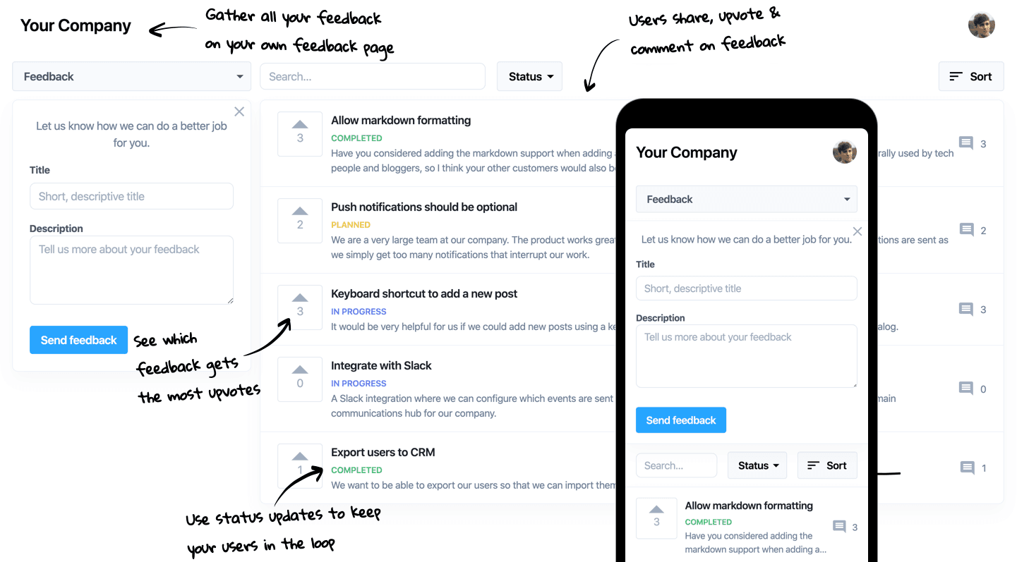 Feedback page