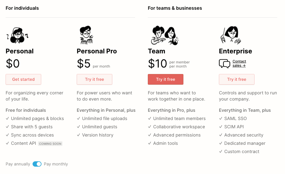 Notion pricing