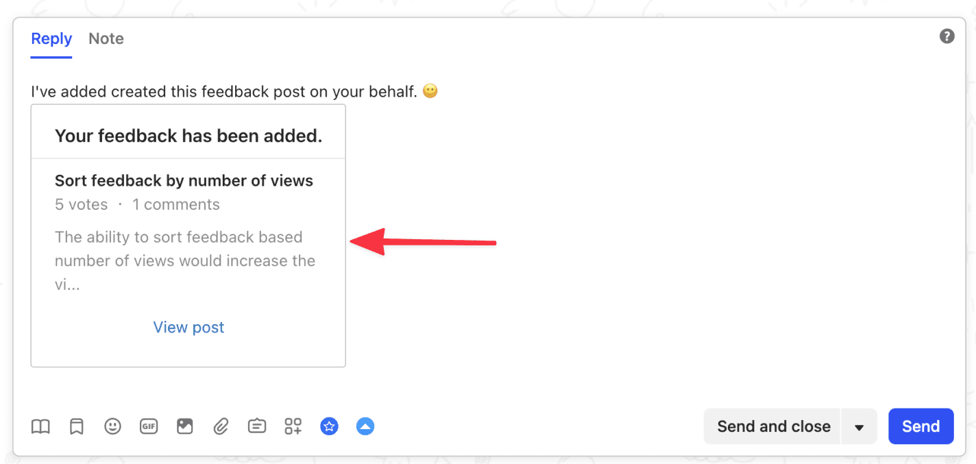 Convas snippet inside Intercom inbox compose box.