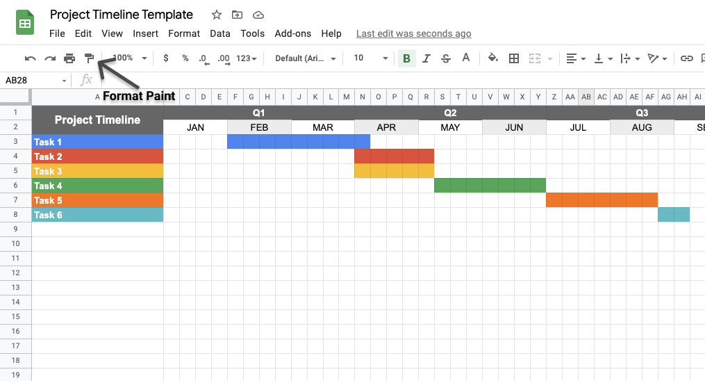 Product Timeline template for Google Sheets