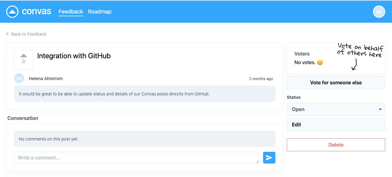 Vote for feedback on behalf of others